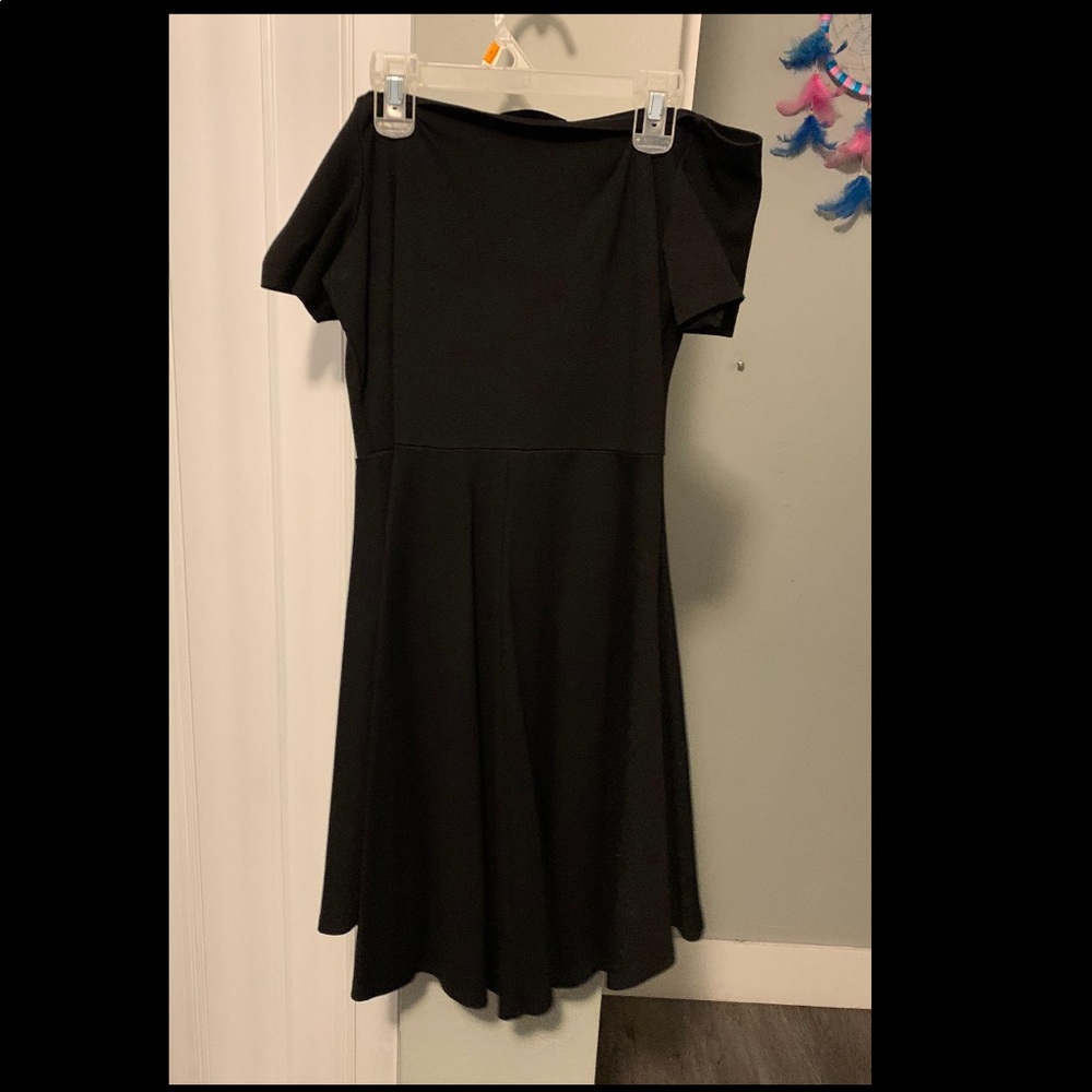 off the shoulder black dress